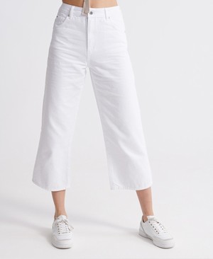 Superdry Wide Leg Crop Női Farmer Fehér | PXBVS0293